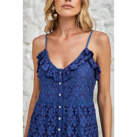 Nine Lives Bazaar Womens Florentina Sleeveless Midi Dress Indigo Purple size 4 - Picture 4 of 14